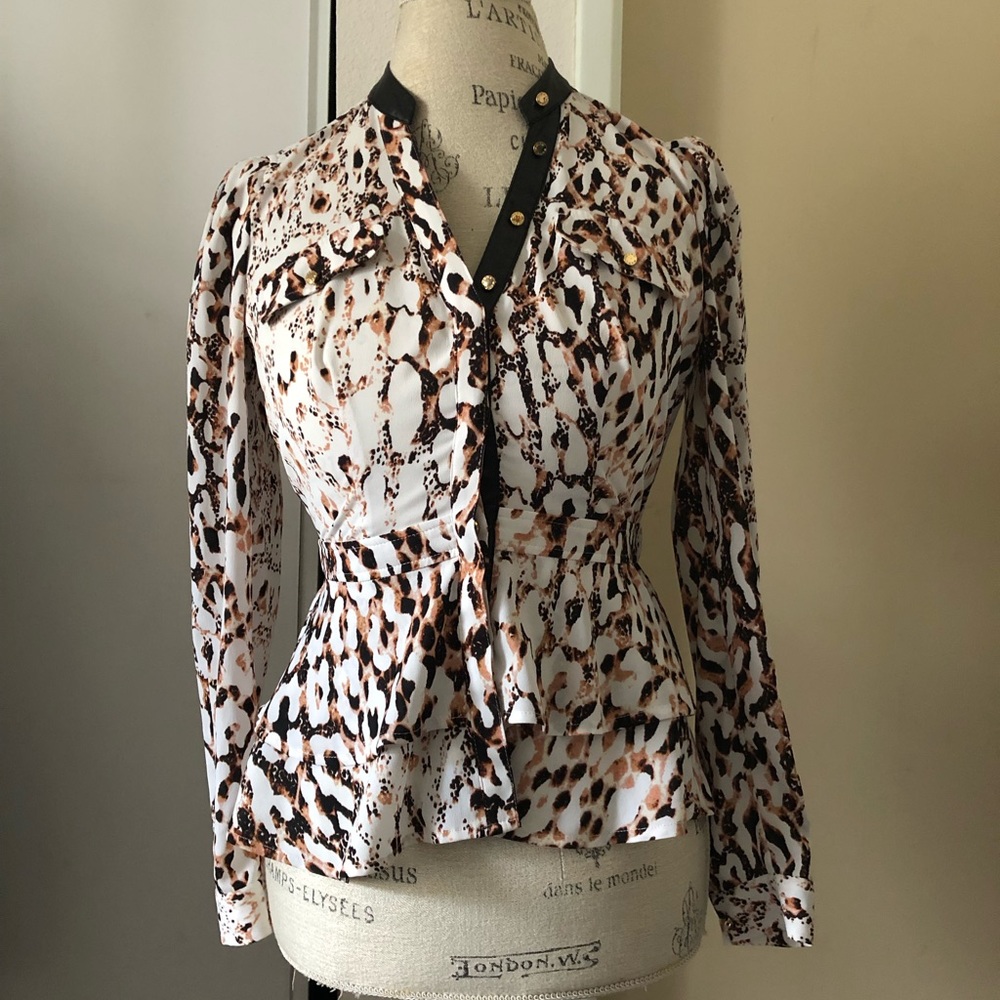 bebe Leopard Print Blouse